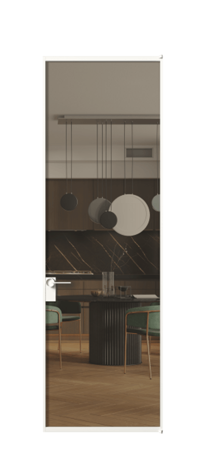 Алюминиевая дверь АЛПЛ040.01 Алюминий Белый Прозрачное бронзовое стекло, триплекс Цена 111145  | Volhovec