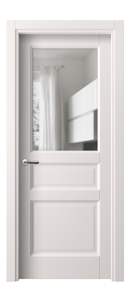 Межкомнатная дверь Galant 1432 ПЭТ кремово-серый Прозрачное стекло Цена 31599 ₽ | Volhovec