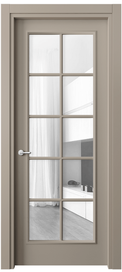 Межкомнатная дверь Paris 8102 Матовый бисквитный Прозрачное стекло Цена 64779 ₽| Volhovec