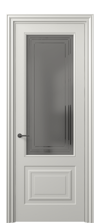 Межкомнатная дверь Mascot 8452 Матовый серый Сатинированное серое стекло с гравировкой "Грани", триплекс Цена 77599 ₽ | Volhovec