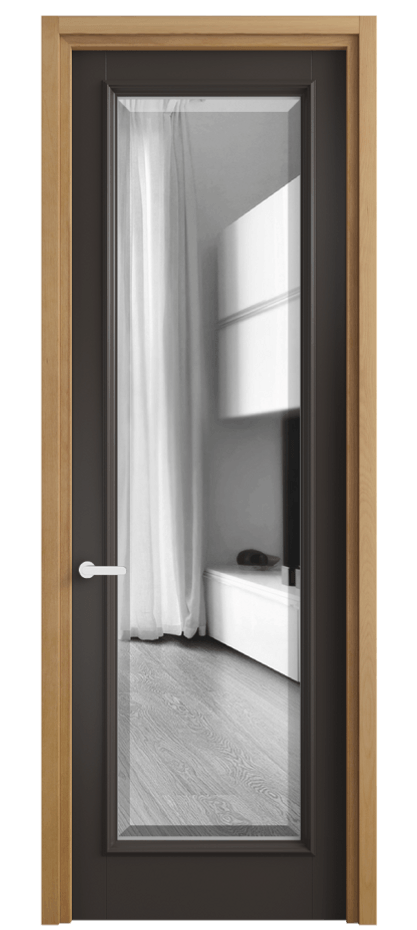 Дверь межкомнатная Шарм 6702 Матовый антрацит Двустороннее зеркало с фацетом, триплекс Узкий классический наличник БНМ Цена 107399 ₽ Наличники уже входят в базовый комплект. Фабрика дверей Волховец 8 (800) 551 43 19 Межкомнатная дверь Шарм 6702 Матовый антрацит Двустороннее зеркало с фацетом, триплекс Цена 107399 ₽ | Volhovec