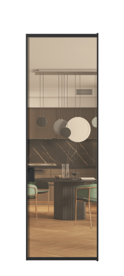 Алюминиевая дверь АЛПЛ040.01 Алюминий Черный Прозрачное оранжевое стекло, триплекс Цена 125490  | Volhovec