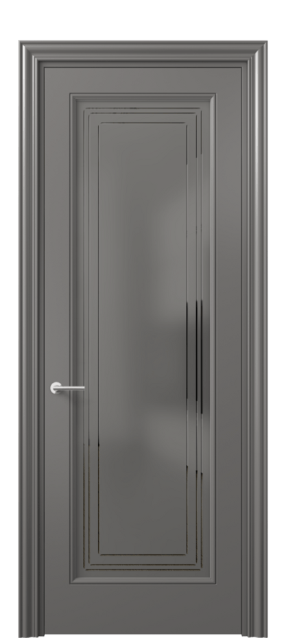 Межкомнатная дверь Mascot 8400 Матовый классический серый Сатинированное серое стекло с гравировкой "Грани", триплекс Цена 77599 ₽ | Volhovec