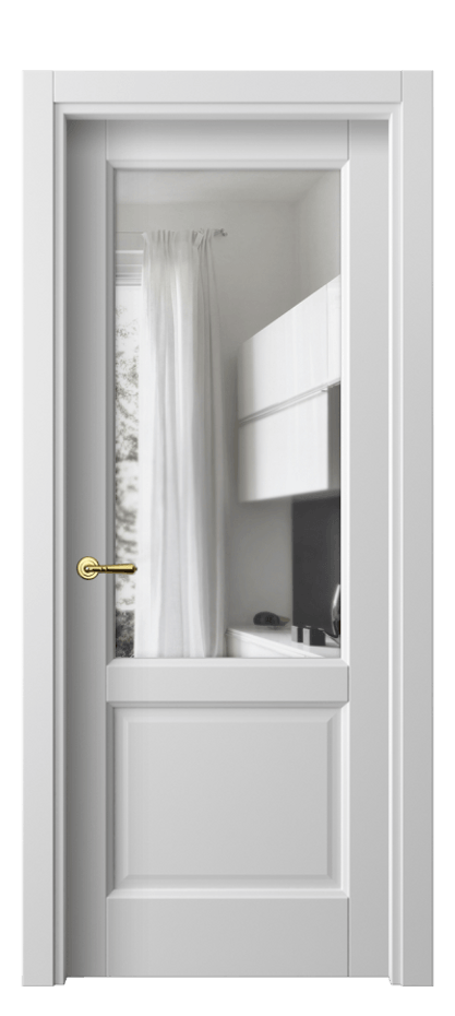 Межкомнатная дверь Галант 1422 Матовый белоснежный Прозрачное стекло Цена 43274 ₽ | Volhovec