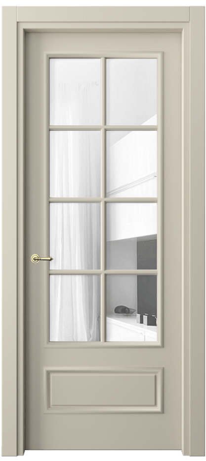 Межкомнатная дверь Paris 8112 Матовый бежево-серый Прозрачное стекло Цена 94320 сом| Volhovec