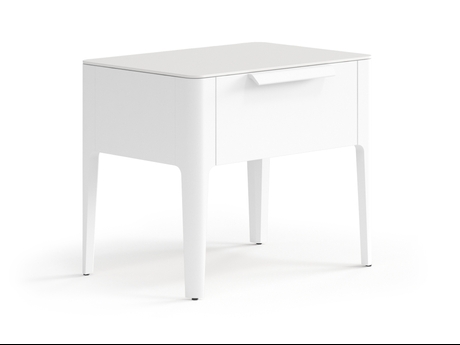 Мебель Тумба прикроватная Piega 1 ящик. Цвет Матовый белоснежный. Материал Гладкая эмаль. Коллекция Тумба прикроватная Piega 1 ящик. Картинка.