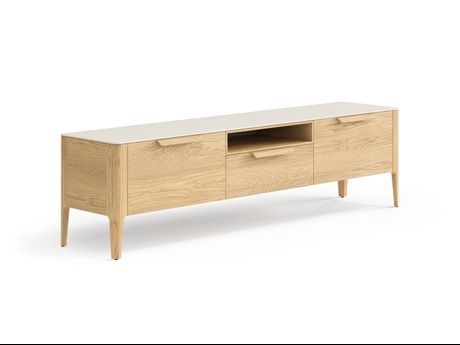 Мебель ТВ тумба Piega. Цвет Дуб соломенный матовый. Материал Массив дуба матовый. Коллекция ТВ тумба Piega. Картинка.