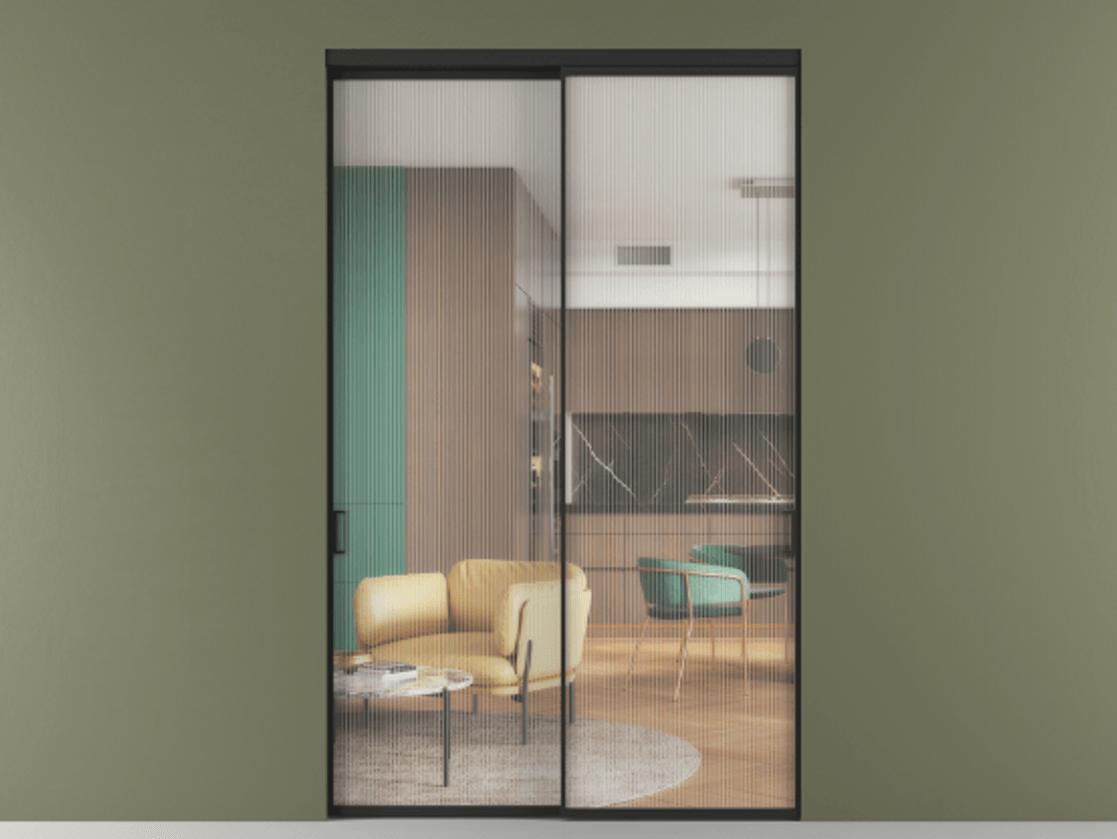 Перегородка Formato внутри проёма двустворчатая АЛПР 040.01 Алюминий Черный Рифлёное стекло "Moru", триплекс. Скрытый короб ЧЕР Цена 195600 ₽ 1. Полотно 2 шт. (800/2100 мм)
2. Комплект установки раздвижной системы
3. Базовый комплект фурнитуры
4.Ручка RONDO. Фабрика дверей Волховец 8 (800) 551 43 19 Перегородка Formato внутри проёма двустворчатая АЛПР 040.01 Алюминий Черный Рифлёное стекло "Moru", триплекс Цена 195600 ₽ | Volhovec