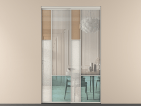 Алюминевая перегородка vnt2_6 Алюминий тёплый серый Четыре стекла. Цвет Алюминий тёплый серый. Материал Алюминий в эмали. Коллекция Перегородка Mosaic внутри проёма двустворчатая. Картинка.