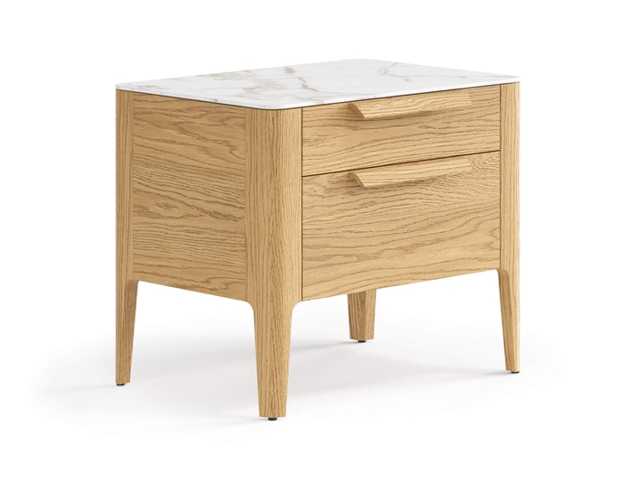 Мебель Тумба прикроватная Piega 2 ящика. Цвет Дуб пшеничный матовый. Материал Массив дуба матовый. Коллекция Тумба прикроватная Piega 2 ящика. Картинка.