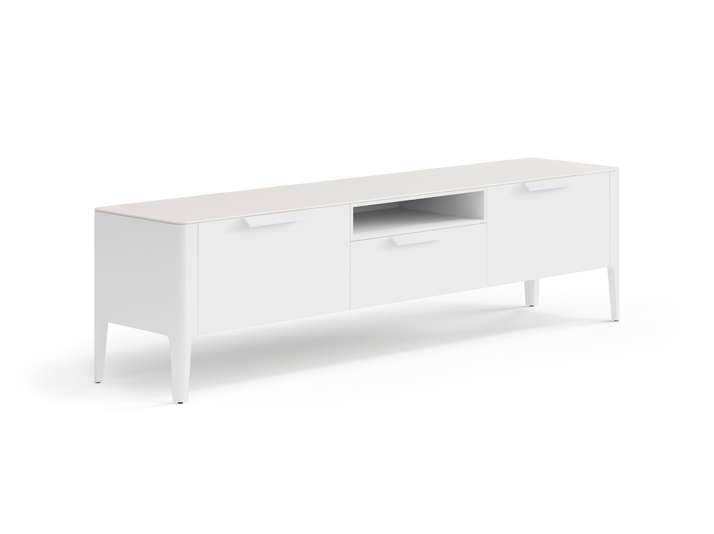 Мебель ТВ тумба Piega. Цвет Матовый белоснежный. Материал Гладкая эмаль. Коллекция ТВ тумба Piega. Картинка.
