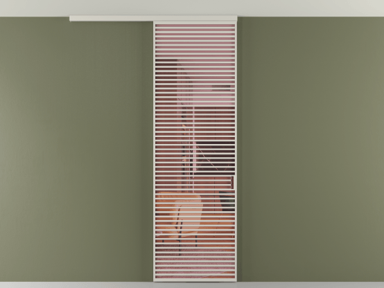 Алюминевая перегородка vd1_07 Алюминий тёплый серый Прозрачное розовое стекло, триплекс, 6мм. Цвет Алюминий тёплый серый. Материал Алюминий в эмали. Коллекция Перегородка Formato вдоль стены на потолок 1 створка. Картинка.