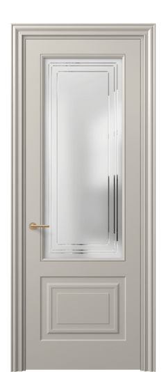 Дверь межкомнатная 8452 МСБЖ Сатин с гравировкой Mascot. Цвет Матовый светло-бежевый. Материал Гладкая эмаль. Коллекция Mascot. Картинка.