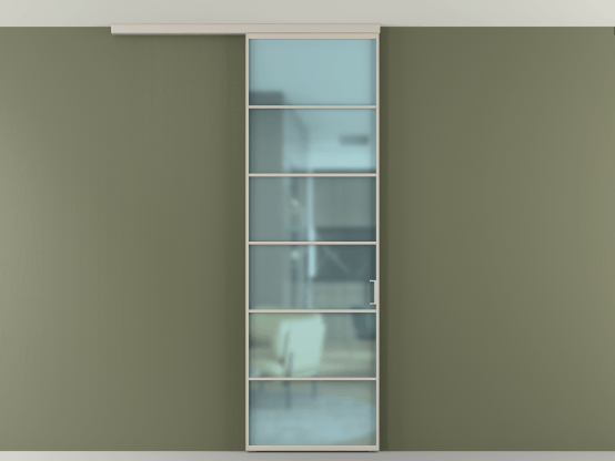 Алюминевая перегородка АЛПР 040.04_АСБЖ_САТ ГОЛ_new. Цвет Алюминий светло-бежевый. Материал Алюминий в эмали. Коллекция Перегородка Формато вдоль стены на потолок 1 створка. Картинка.