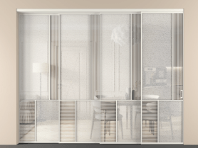 Алюминевая перегородка vntl4_1 БЕЛ. Цвет Алюминий Белый. Материал Алюминий. Коллекция Перегородка Мозаик внутри проёма 4 створки с синхронным механизмом. Фото. Алюминевая перегородка vntl4_1 БЕЛ. Цвет Алюминий Белый. Материал Алюминий. Коллекция Перегородка Мозаик внутри проёма 4 створки с синхронным механизмом. Картинка.